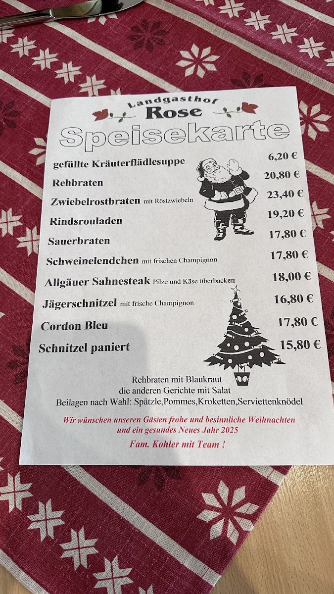 Menu Landgasthof Rose Kohler-1